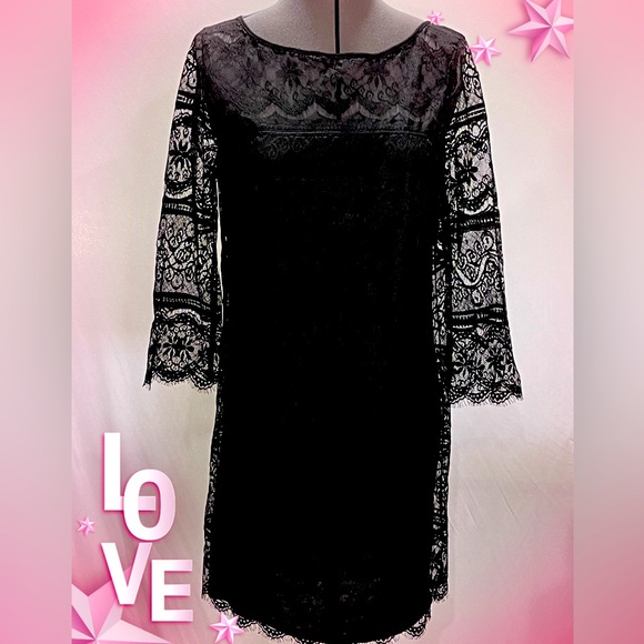 Max Edition Black Lace Sheath Party or Cocktail Dress Size 2 - Picture 4 of 8